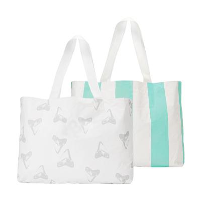 China New Design Water Resistant Customized Pattern Printed Tyvek Tote Bag Jumbo Reversible Eco Friendly Lightweight Shopping Bag for sale