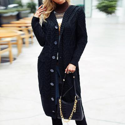 China Women Winter Clothing Anti-pilling Causal Sleeve Long Plus Size Long Knitted Cardigan Sweater Coat For Women for sale