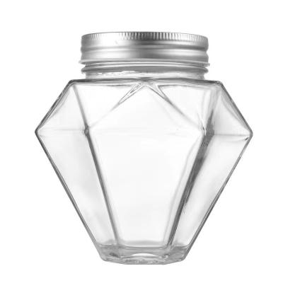 China No Diamond Shape Glass Mason Jars With Straws Drinking Wide Mouth Mason Cups For Juice Milk for sale