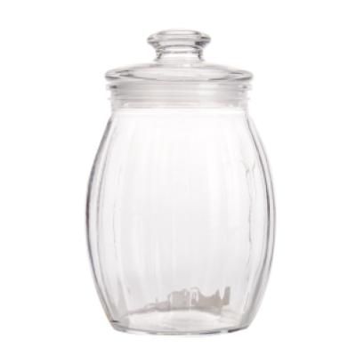 China Freshness Preservation Wide Mouth Clear Glass Jar Set Canisters With Airtight Glass Lid For Tea Coffee Honey for sale