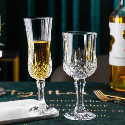 China Diamond Cut Pattern Vintage Diamond Cut Glass Crystal Water Goblet Wine Glass for sale