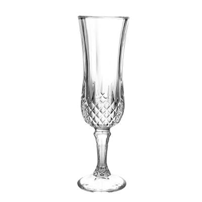 China Fashion Diamond Pattern Old Diamond Cut Goblet Luxury Crystal Wine Glasses 155ml Cut Out Champagne Glasses Flutes For Wedding Party for sale