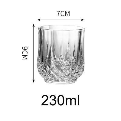 China Diamond Cut Pattern Crystal Embossed Thick Stemless Wine Glass Champagne Glass Whiskey Glasses for sale