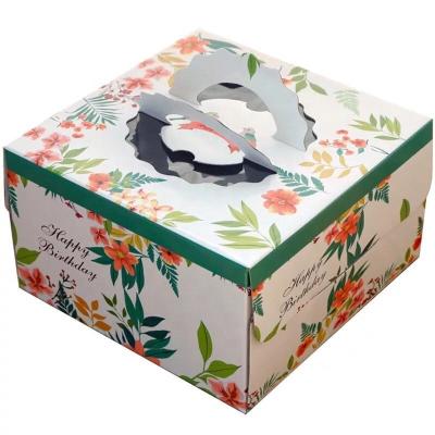 China Recyclable custom eco-friendly printing cake box 10 8 6 inch pizza gift window box for bakery for sale