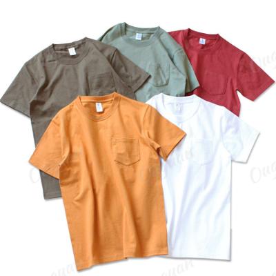 China Anti-wrinkle High Quality Factory Price Logo Pocket Printing Embroidery 100% Cotton Custom T Shirt Printed Tshirt for sale