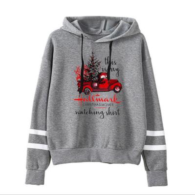 China Custom Print Breathable Women's Hodded Sweatshirt Hip Hop Christmas Christmas Hoodies Long Sleeve Pullover Hooded Top Letter Casual Christmas Print for sale