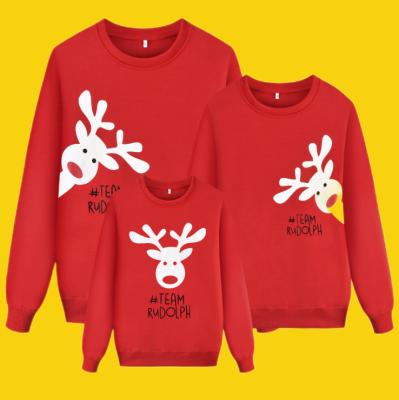 China Breathable Main Print Cotton Red Deer Parent-child Family Christmas Sweater Christmas Pattern Sweater Women for sale