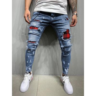 China 2022 Men's Breathable Jeans Slim Fit Ripped Creases And Small Feet Plus Size Mens Jeans Shape Casual Jeans Pants for sale