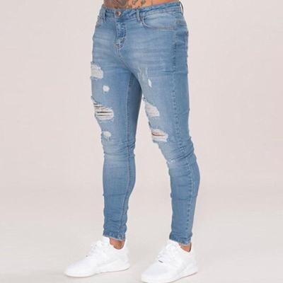 China 2022 PLUS SIZE 5XL Wholesale Skinny Washed Skinny Washed Tight Fit Europe Plus Size Hole Slim Straight Mens Jeans for sale