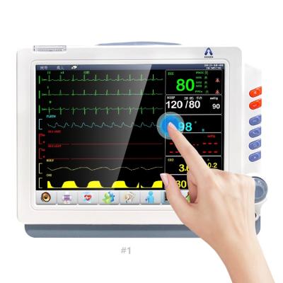 China Six Parameter New Medical Digital 12 Inch 5 Touch Screen Patient Monitor Para ICU Portable Patient Monitor for sale