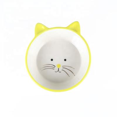 China Sustainable Luxury Cute Pet Feeding Bowl Rounded Ceramic Pet Cat Food Bowl for sale