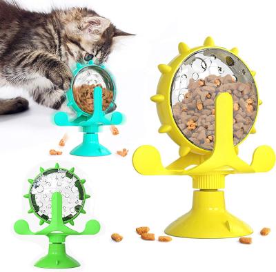 China High Quality Viable Free Sample Windmill Toy Food Dispensing With Suction Revolving Cup For Cat Dog Pet for sale