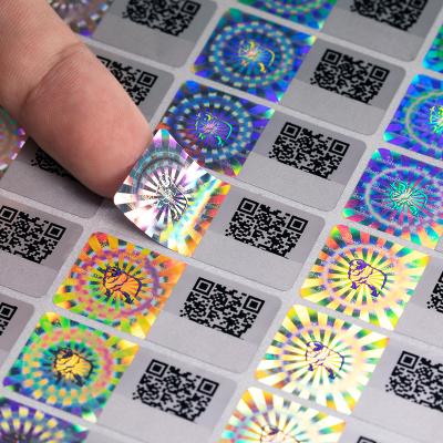 China Custom Qr Code Anti-counterfeit Anti-fake Destructible Void Label Printing Visible Logo 3d Hologram Tamper Sticker for sale