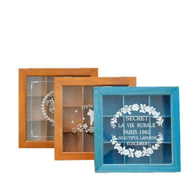 China New Desktop Wooden Grid Storage Box Wooden Storage Box Watch Jewelry Storage Cabinet for sale