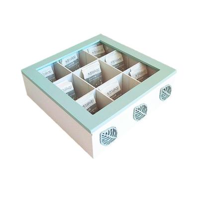 China Sustainable Wooden Tea Storage Box Tea Chest Organizer - Square Storage Boxes and Bins Rectangle Nature Organizer 9 Compartments Tea Box for sale