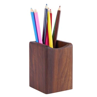 China Eco-Friendly Wholesale Stock Walnut Pen Holder,Wooden Walnut Pen Holder Storage,Handmade Bamboo Pen Box For Desk Accessories for sale