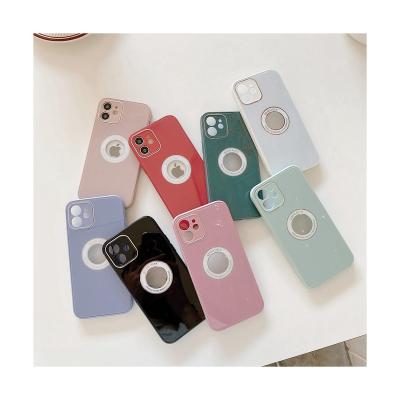 China Anti-drop Guangzhou Factory Square Shape With Visible Logo Glass Cellphone Back Cover For Apple For iPhone 13 pro 12 11 Max XR XS X for sale