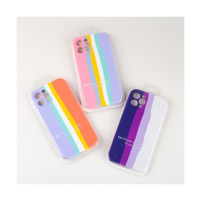 China Shockproof In Stock Rainbow Silicon Cell Phone Shockproof Case with Visible Logo for Apple 13 pro 12 11 Max XR XS X 87 6 plus for sale