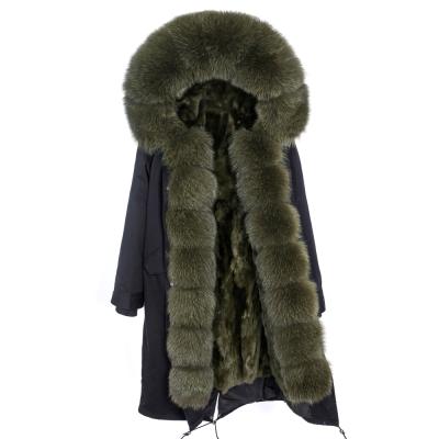 China Warm Anti-wrinkle Winter Rabbit Fur Coat Plus Size X Long Women's Fur Coat With Fur Collar for sale