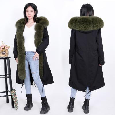 China Free Shipping Natural Real Fox Fur Anti-Wrinkle Rabbit Fur Coating Winter Woman Big Fur Collar Plus Size Parkas for sale