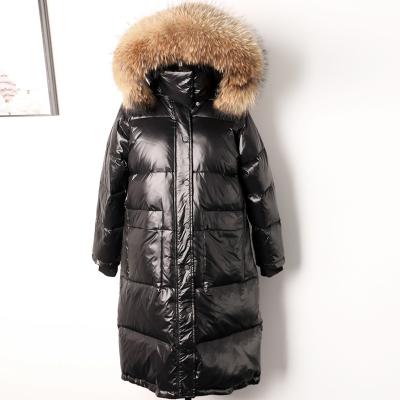 China free shipping Anti-wrinkle natural fox fur collar down parka women's winter loose jacket ladies long down jacket for sale