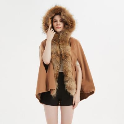 China 2021 Autumn Winter Luxury Shawl Real Fox Fur Collar Poncho Anti-wrinkle For Lady for sale