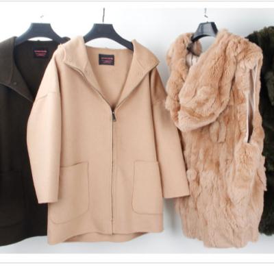 China Anti-Wrinkle Rabbit Fur Scratching Full Woolen Coat Winter Warm Women's Double-Sided Coat for sale