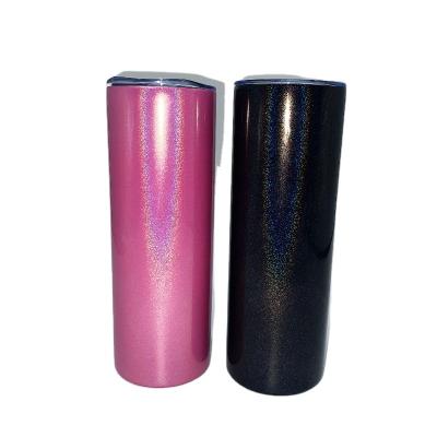 China Viable Fast Delivery USA 20oz Rainbow Glitter Straight Coffee Mug Shimmer Lean Vacuum Sublimation Tumbler for sale