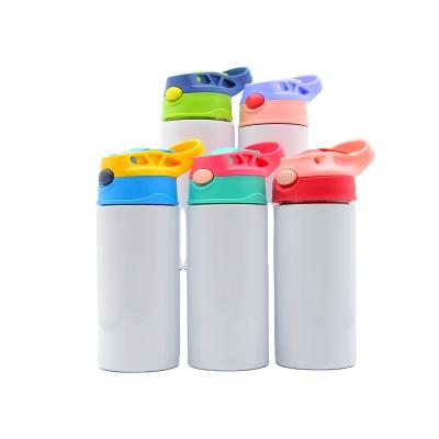 China Viable USA Stocked Wholesale 12oz Flip Top Kids Sippy Sublimation Stainless Steel Straight Skinny Vacuum Tumbler for sale