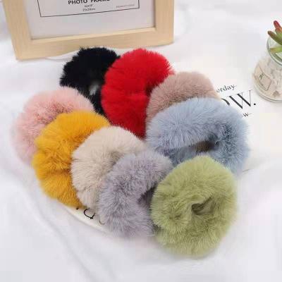 China Beautiy women girls candy colors soft elastic hair bands bands female fur accessories hair band accessories fur clam for sale