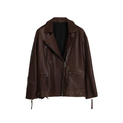 China Wholesales QUICK DRY women Leather Jacket&coat plus size brown lambskin leather coat women s with hood fur coat fur jacket for sale