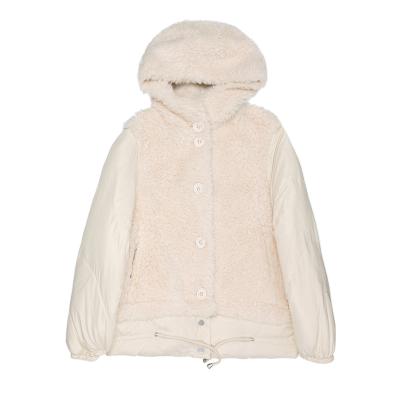 China Reversible 2021 wholesales high quality women's sherpa hoodie faux fur teddy bear fur coat sheep down jacket for sale