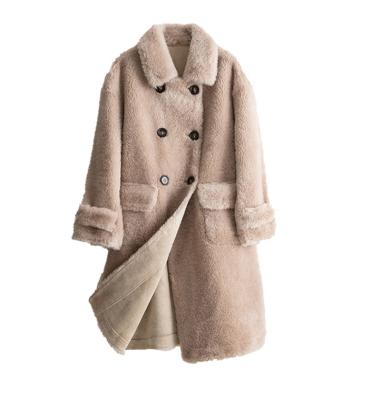 China New Design Fashion Light Pink Porcelain Color Bubble Raccoon Fur Women's Long Faux Fur Coat QUICK DRY Fur Jacket for sale