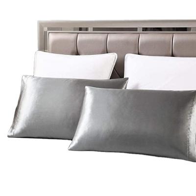 China Anti-Bacteria 22 MM 100% Pure Mulberry Silk Pillowcase queen size silver grey for sale