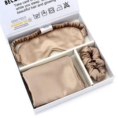 China Anti-Static Wholesale Mulberry Pure 100% Silk Pillow Case Eyemask Gift Set 22 Mm Silver Ion Custom Slip Luxury Pillowcase For Hair And Skin for sale