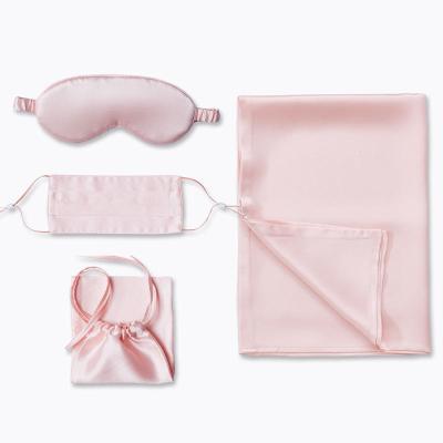 China Anti-Bacteria Factory Price 30 Momme Silk Pillowcase Set Custom Label Pillow Cover And Eye Mask With Gift Box for sale