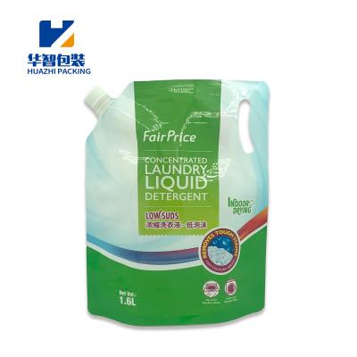 China Recyclable 1.6L Liquid Top Rack Up Pouches With Spout Laundry Liquid Detergent Packaging Bag for sale