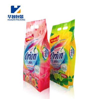 China OEM ODM Moistureproof Custom Printed Buckle Side Bag With Handle Washing Powder Packaging Bag for sale