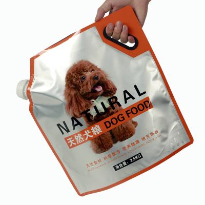 China Recyclable Customized Reusable Stand Up Dog Food Bag Pet Food Packaging Bag With Spout for sale