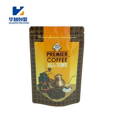 China Security Customized Logo With Tear Mouth Stand Up Zipper Pouch Matte Coffee Packaging Bag for sale