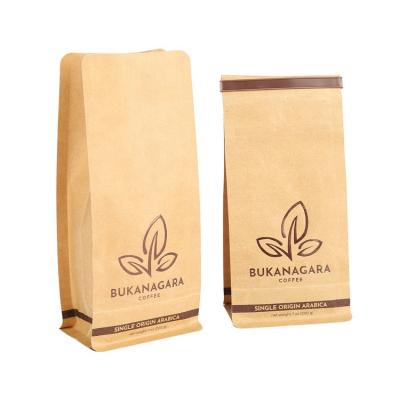 China Safety Eco Friendly Custom Printing Kraft Paper Flat Bottom Roasted Coffee Bean Packaging Bag for sale