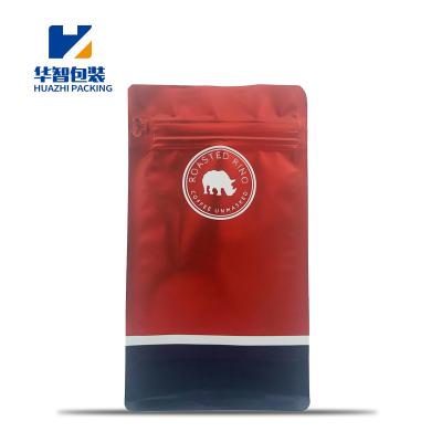 China Barrier Custom Printing One Side Zipper Instant Coffee Packaging Flat Bottom Bag With Valve Food Packaging Bag for sale