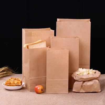 China Small Sizes Recyclable Custom Wholesale Greaseproof Recyclable Sleeve Square Bottom Food Grade Kraft Bag for sale