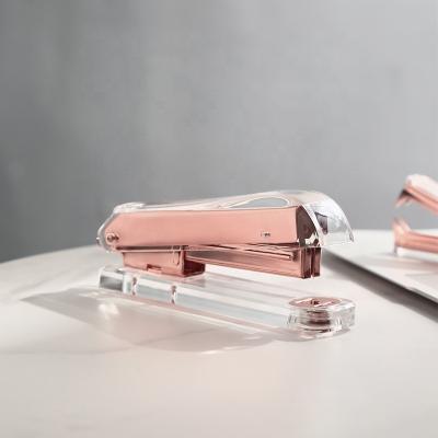 China Modern Custom Branded Clear Acrylic Stapler Fancy Metal Paper Stapler Factory Price For Office for sale