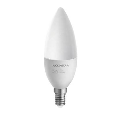 China Akkostar 5W 3000k modern warm led candle led bulb E27 E14 C37 led candle bulb for sale