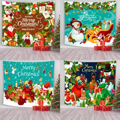 China Wholesale Nordic Christmas Festival Floral Current Tapiz Digital Printing Home Decoration Wall Tapestry for sale