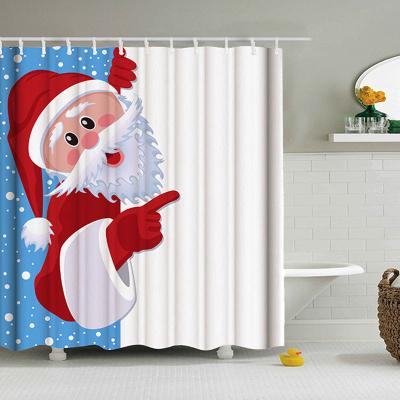 China Current Viable Hot Sale Christmas Festival 3D Print Santa Clause Waterproof Bathroom 4 PCs Mat Set Shower Curtain for sale