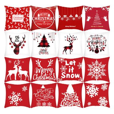 China PORTABLE Cheap Festival Home Decorative Pillow Case 45 x 45 Tile Cover Merry Christmas Cushion Cover for sale