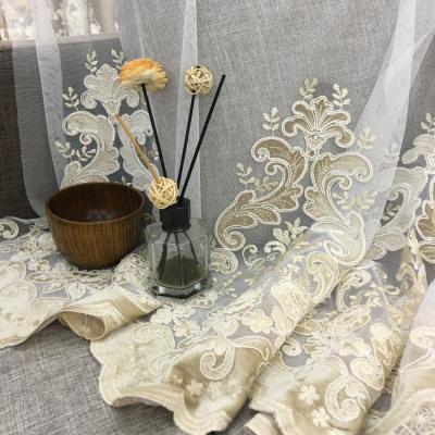 China luxury Europe embroidery curtain for living room sheer curtain ready made for sale