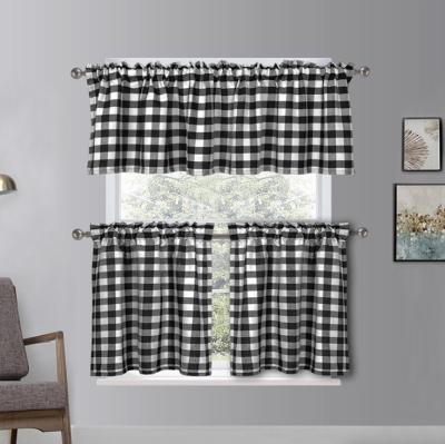 China 100% curtain,cheap half door curtains,hot sale modern lattice decoration style polyester kitchen curtains for sale